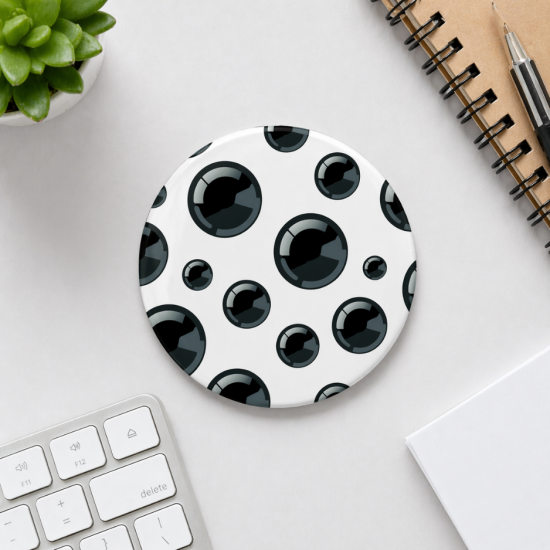 Pin Buttons Black Bubble Seamless Paper Pattern Size 75mm